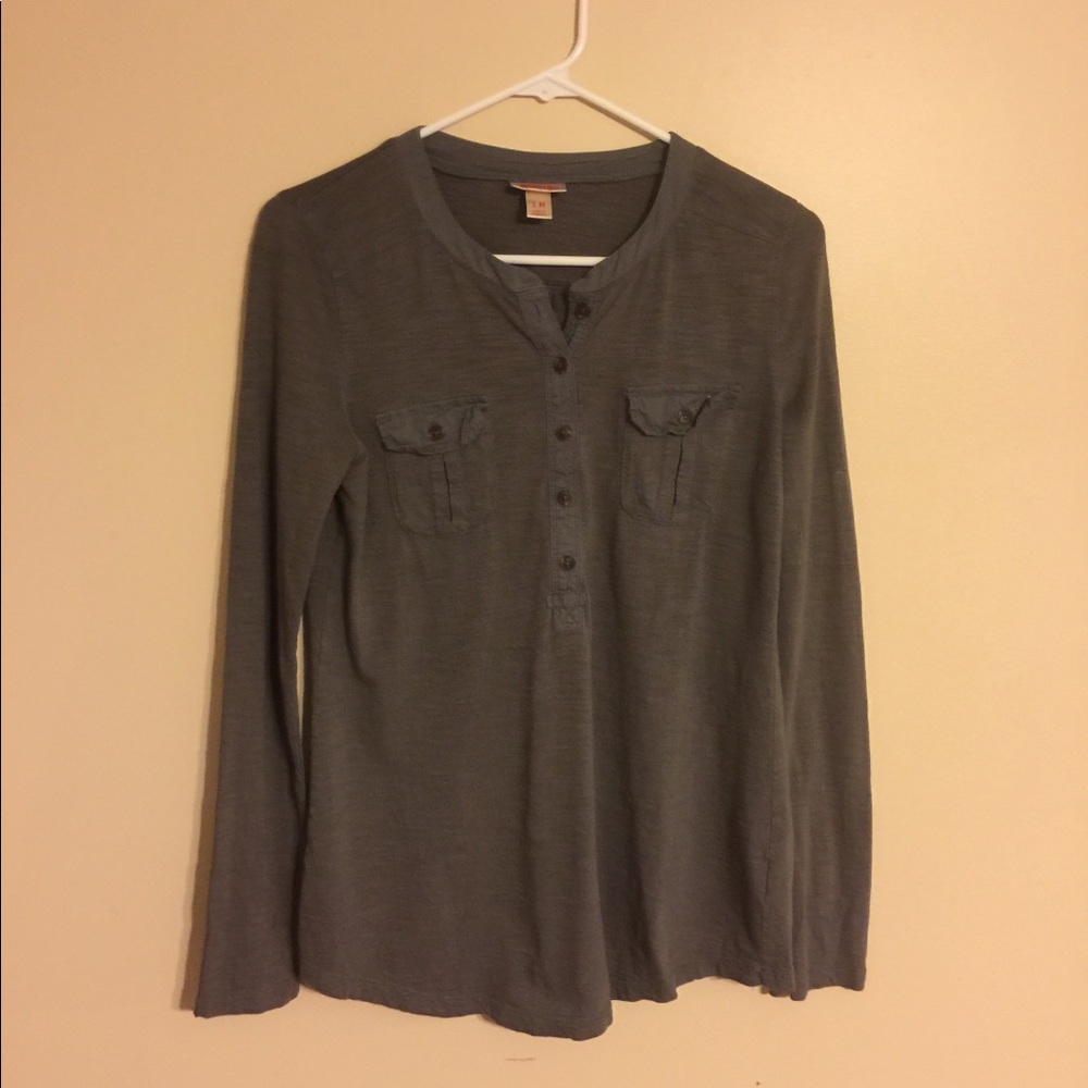 Long Sleeve Charcoal Gray Top